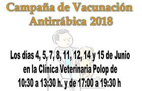 Campaña vacunación antirrábica 2018 Campaña vacunación antirrábica 2018